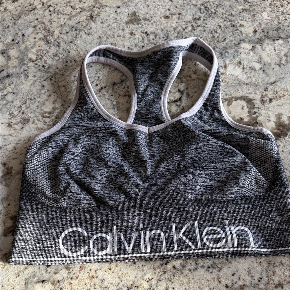 Calvin Klein Heather Gray Seamless Racerback Sports Bra